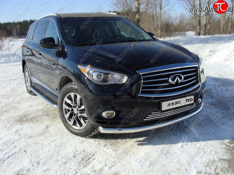 23 549 р. Защита переднего бампера нижняя 76,1 мм ТСС Тюнинг INFINITI QX60 L50 дорестайлинг (2013-2016) (нержавейка)  с доставкой в г. Майкоп