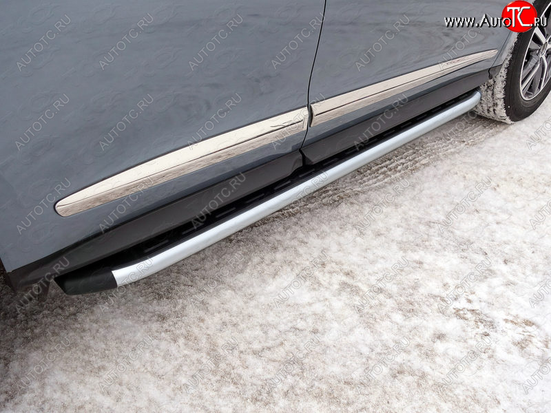 20 599 р. Пороги алюминиевые с пластиковой накладкой ТСС Тюнинг  INFINITI QX60  L50 (2013-2016) дорестайлинг (серые)  с доставкой в г. Майкоп