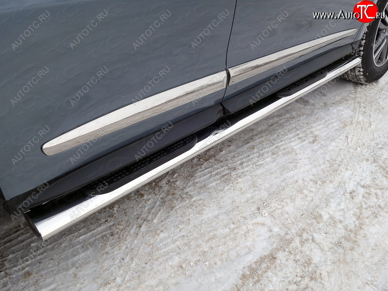 43 949 р. Пороги овальные с накладкой 120х60 мм ТСС Тюнинг  INFINITI QX60  L50 (2016-2021) рестайлинг (серые)  с доставкой в г. Майкоп