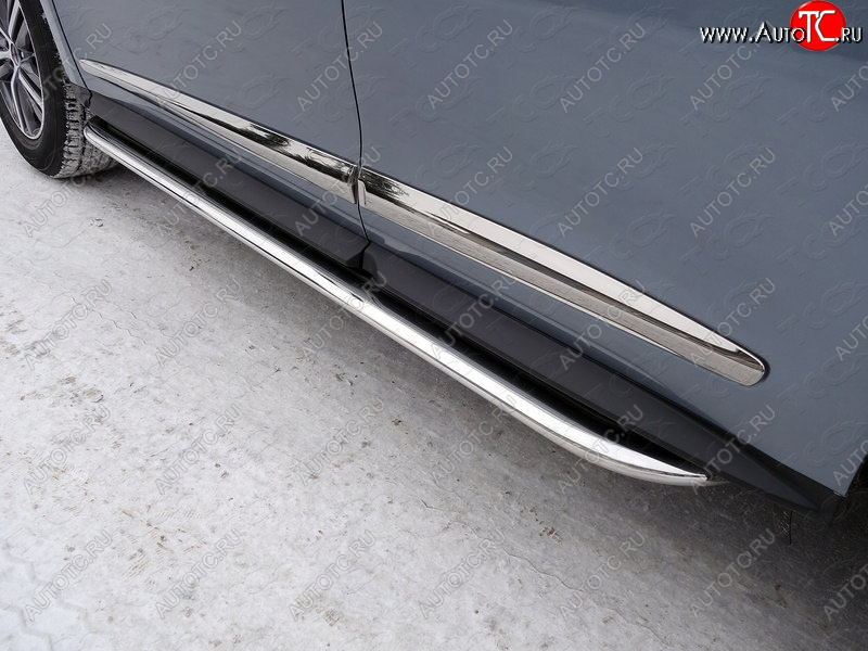 53 999 р. Пороги с площадкой укороченные 75х42 мм ТСС Тюнинг  INFINITI QX60  L50 (2016-2021) рестайлинг (нержавейка)  с доставкой в г. Майкоп