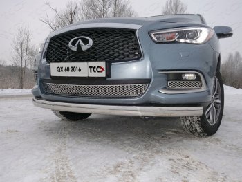 Защита переднего бампера нижняя овальная 75х42 мм ТСС Тюнинг INFINITI QX60 L50 рестайлинг (2016-2021) (нержавейка)