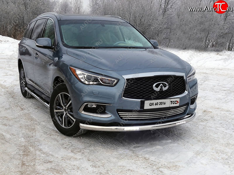39 749 р. Защита переднего бампера нижняя с ДХО 76,1 мм ТСС Тюнинг  INFINITI QX60  L50 (2016-2021) рестайлинг (нержавейка)  с доставкой в г. Майкоп