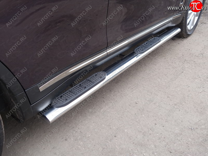 43 949 р. Пороги овальные с накладкой 120х60 мм ТСС Тюнинг  INFINITI Q70  Y51 (2015-2018) рестайлинг (серые)  с доставкой в г. Майкоп