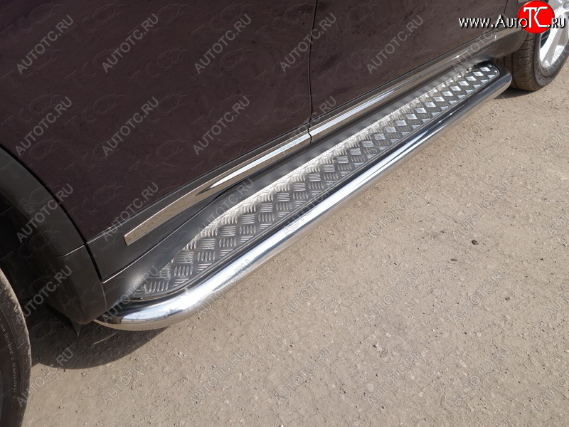 36 999 р. Пороги с площадкой 60,3 мм ТСС Тюнинг INFINITI QX70 S51 (2013-2020) (серые)  с доставкой в г. Майкоп