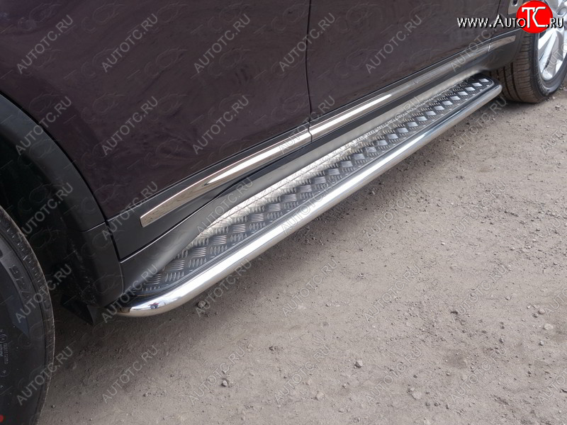 31 999 р. Пороги с площадкой 42,4 мм ТСС Тюнинг INFINITI QX70 S51 (2013-2020) (серые)  с доставкой в г. Майкоп