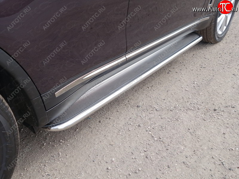 41 749 р. Пороги с площадкой 42,4 мм ТСС Тюнинг INFINITI QX70 S51 (2013-2020) (нержавейка)  с доставкой в г. Майкоп