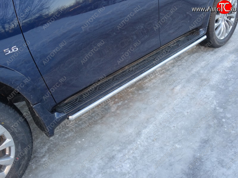 23 549 р. Защита порогов алюминий 42,4 мм укороченные, ТСС Тюнинг  INFINITI QX80  Z62 (2014-2018) 1-ый рестайлинг (укороченные)  с доставкой в г. Майкоп