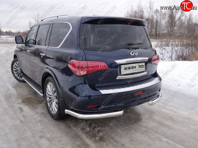 29 449 р. Защита задняя (уголки, нержавейка 76,1 мм) ТСС Тюнинг  INFINITI QX80  Z62 (2014-2018) 1-ый рестайлинг  с доставкой в г. Майкоп