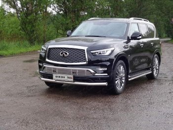 Защита переднего бампера нижняя d76,1 мм ТСС Тюнинг INFINITI QX80  Z62 (2018-2024) 2-ой рестайлинг (нержавейка)