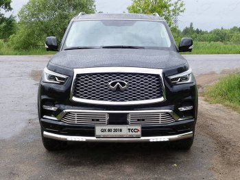 Защита переднего бампера нижняя с ДХО 76,1 мм ТСС Тюнинг INFINITI QX80  Z62 (2018-2024) 2-ой рестайлинг (нержавейка)