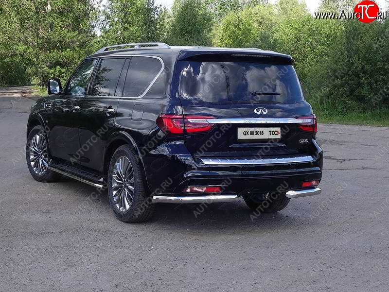 29 449 р. Защита задняя (уголки, нержавейка 76,1 мм) ТСС Тюнинг  INFINITI QX80  Z62 (2018-2024) 2-ой рестайлинг  с доставкой в г. Майкоп