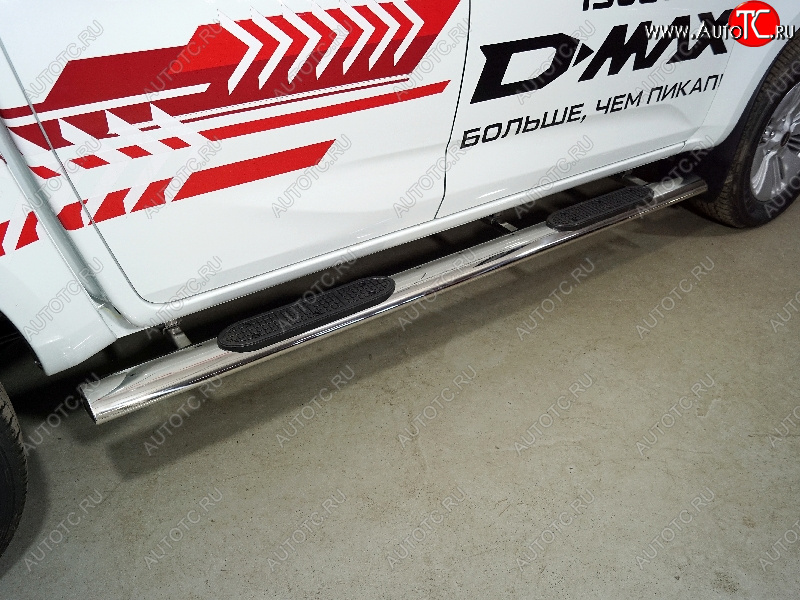 44 699 р. Пороги овальные с накладкой 120х60 мм ТСС Тюнинг Isuzu D-Max RG DoubleCab (2020-2023) (серые)  с доставкой в г. Майкоп