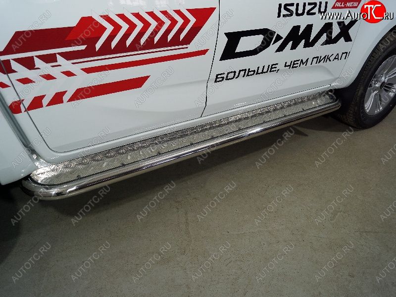 37 949 р. Пороги с площадкой 60,3 мм ТСС Тюнинг Isuzu D-Max RG DoubleCab (2020-2023) (серые)  с доставкой в г. Майкоп