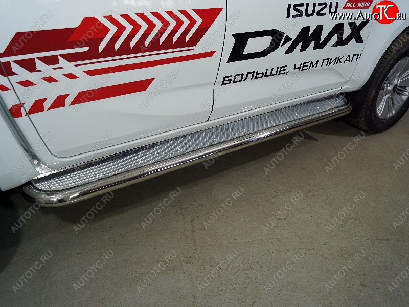 45 999 р. Пороги с площадкой 60,3 мм ТСС Тюнинг Isuzu D-Max RG DoubleCab (2020-2023) (нержавейка)  с доставкой в г. Майкоп