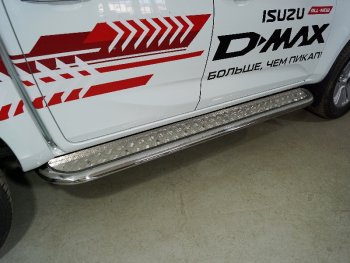 Пороги с площадкой 75х42 мм ТСС Тюнинг Isuzu D-Max RG DoubleCab (2020-2023) (серые)