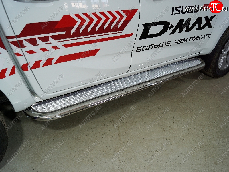 55 999 р. Пороги с площадкой 75х42 мм ТСС Тюнинг Isuzu D-Max RG DoubleCab (2020-2023) (нержавейка)  с доставкой в г. Майкоп