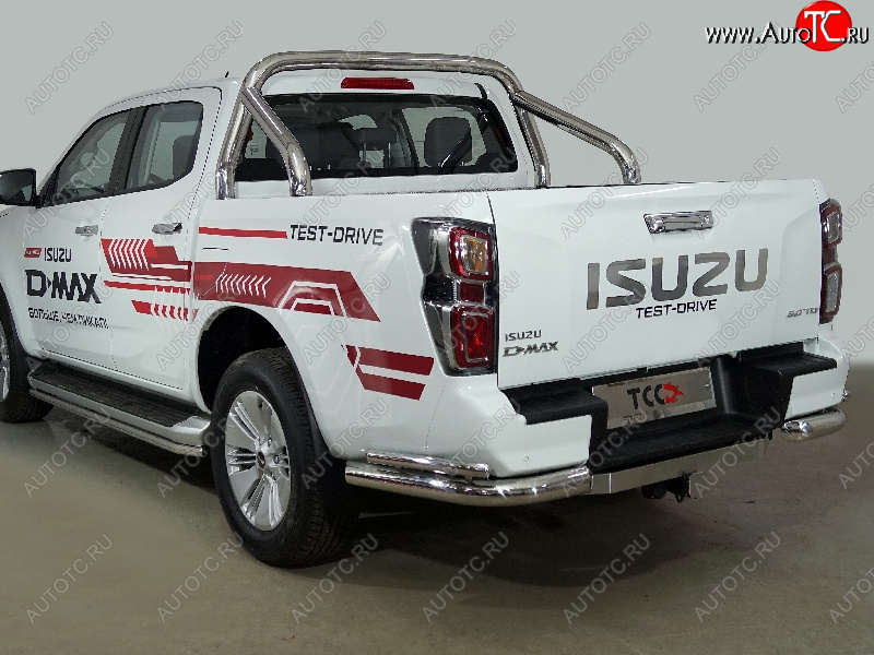 29 449 р. Защита заднего бампера (3.0D, уголки двойные, d76.1/42.4 мм) TCC  Isuzu D-Max ( RT85,TFR SingleCab,  RG) (2015-2023) рестайлинг, DoubleCab  с доставкой в г. Майкоп