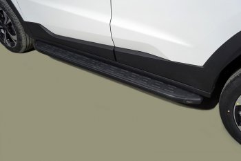Пороги алюминиевые с пластиковой накладкой, ТСС Тюнинг JAC JS4 (2021-2025) (карбон черные)