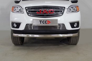 Защита переднего бампера нижняя с ДХО 76,1 мм ТСС Тюнинг JAC T6 пикап (2018-2024) (нержавейка)