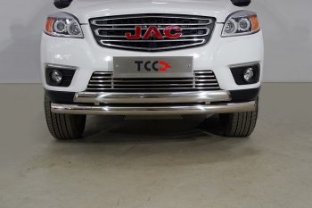 Защита передняя нижняя двойная 76,1*75 мм ТСС Тюнинг JAC T6 пикап (2018-2024) (нержавейка)