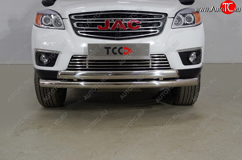 29 999 р. Защита передняя нижняя двойная 76,1*75 мм ТСС Тюнинг  JAC T6 (2018-2024) пикап (нержавейка)  с доставкой в г. Майкоп