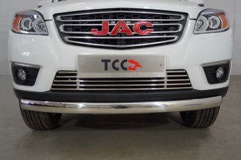 Защита переднего бампера нижняя овальная 75х42 мм ТСС Тюнинг JAC T6 пикап (2018-2024) (нержавейка)