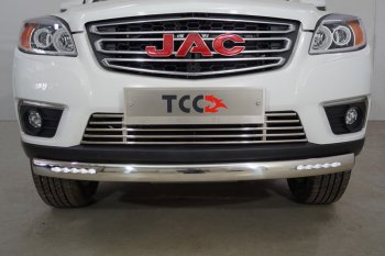 Защита передняя нижняя овальная с ДХО 75х42 мм ТСС Тюнинг JAC T6 пикап (2018-2024) (нержавейка)