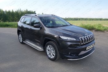 Защита переднего бампера нижняя d60,3 мм ТСС Тюнинг Jeep Cherokee KL дорестайлинг (2014-2017) (нержавейка)
