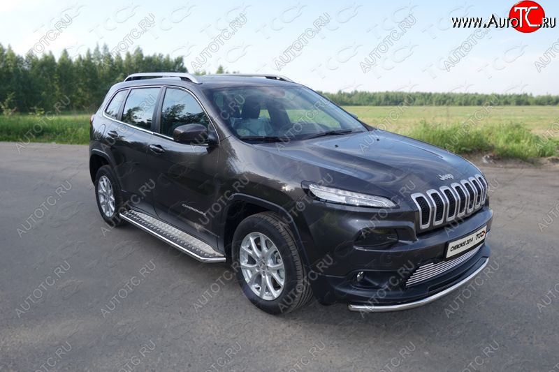 17 649 р. Защита переднего бампера нижняя d60,3 мм ТСС Тюнинг  Jeep Cherokee  KL (2014-2017) дорестайлинг (нержавейка)  с доставкой в г. Майкоп