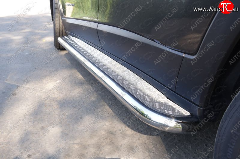 34 799 р. Пороги с площадкой 60,3 мм ТСС Тюнинг Jeep Cherokee KL дорестайлинг (2014-2017) (серые)  с доставкой в г. Майкоп