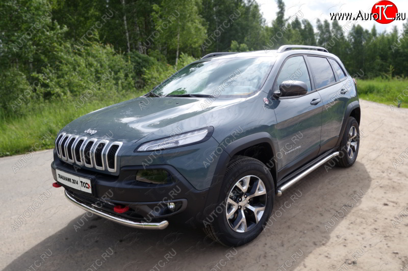 17 649 р. Защита переднего бампера (Trailhawk, d60,3 мм) ТСС Тюнинг  Jeep Cherokee  KL (2014-2017) дорестайлинг (нержавейка)  с доставкой в г. Майкоп