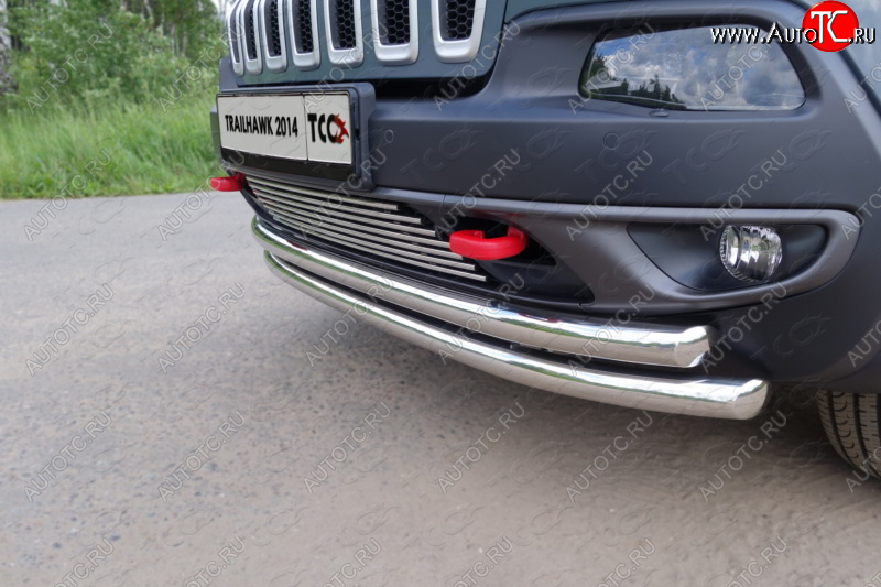 10 299 р. Декоративная вставка переднего бампера (Trailhawk) ТСС Тюнинг  Jeep Cherokee  KL (2014-2017) дорестайлинг (d 12 мм)  с доставкой в г. Майкоп