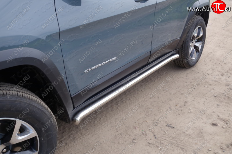 23 549 р. Защита порогов труба (Trailhawk, нержавейка d60,3 мм) ТСС Тюнинг Jeep Cherokee KL дорестайлинг (2014-2017)  с доставкой в г. Майкоп