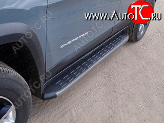 21 999 р. Пороги алюминиевые с пластиковой накладкой (Trailhawk) ТСС Тюнинг  Jeep Cherokee  KL (2014-2017) дорестайлинг (карбон серый)  с доставкой в г. Майкоп