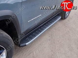 21 999 р. Пороги алюминиевые с пластиковой накладкой (Trailhawk) ТСС Тюнинг  Jeep Cherokee  KL (2014-2017) дорестайлинг (карбон серебро)  с доставкой в г. Майкоп