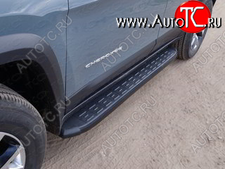 21 999 р. Пороги алюминиевые с пластиковой накладкой (Trailhawk) ТСС Тюнинг  Jeep Cherokee  KL (2014-2017) дорестайлинг (Карбон черный)  с доставкой в г. Майкоп