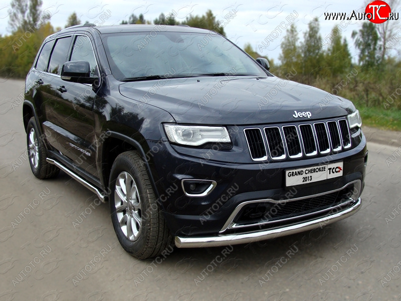 20 599 р. Защита переднего бампера нижняя d76,1 мм ТСС Тюнинг  Jeep Grand Cherokee  WK2 (2013-2018) 1-ый рестайлинг (нержавейка)  с доставкой в г. Майкоп
