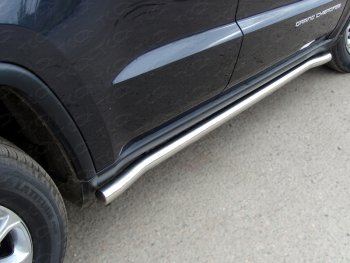 Защита порогов труба d60,3 мм ТСС Тюнинг Jeep Grand Cherokee  WK2 (2013-2018) 1-ый рестайлинг (серые)