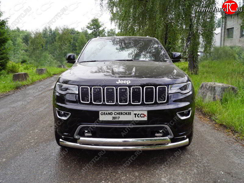 30 899 р. Защита передняя нижняя двойная 76,1*75 мм Тюнинг  Jeep Grand Cherokee  WK2 (2017-2022) 2-ой рестайлинг (нержавейка)  с доставкой в г. Майкоп