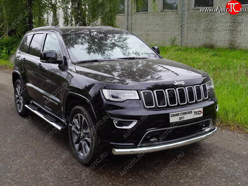 21 999 р. Защита переднего бампера нижняя d76,1 мм ТСС Тюнинг  Jeep Grand Cherokee  WK2 (2017-2022) 2-ой рестайлинг (нержавейка)  с доставкой в г. Майкоп