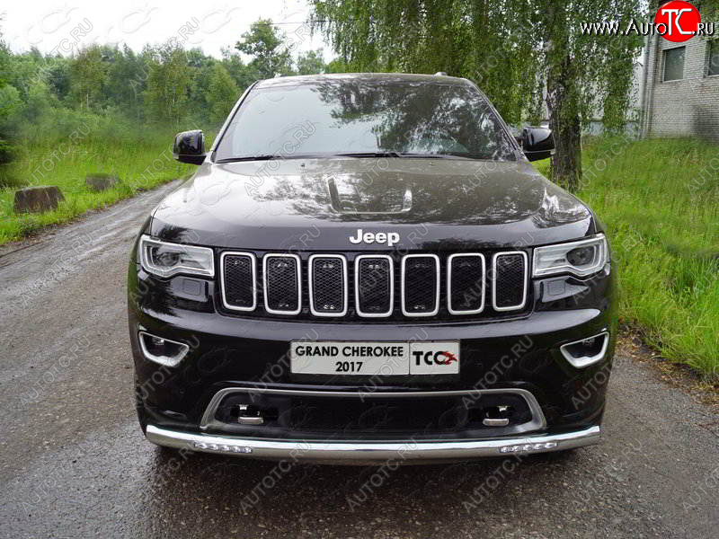37 999 р. Защита переднего бампера нижняя с ДХО 76,1 мм ТСС Тюнинг  Jeep Grand Cherokee  WK2 (2017-2022) 2-ой рестайлинг (нержавейка)  с доставкой в г. Майкоп