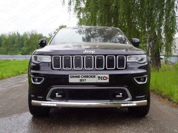 Защита переднего бампера овальная длинная с ДХО 75х42 мм ТСС Тюнинг Jeep Grand Cherokee WK2 2-ой рестайлинг (2017-2022) (нержавейка)