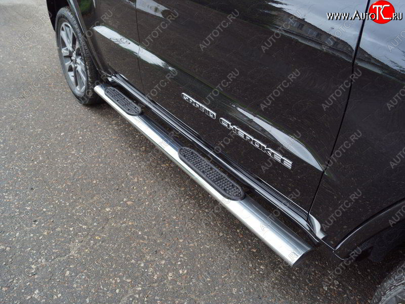 45 999 р. Пороги овальные с накладкой 120х60 мм ТСС Тюнинг  Jeep Grand Cherokee  WK2 (2017-2022) 2-ой рестайлинг (серые)  с доставкой в г. Майкоп