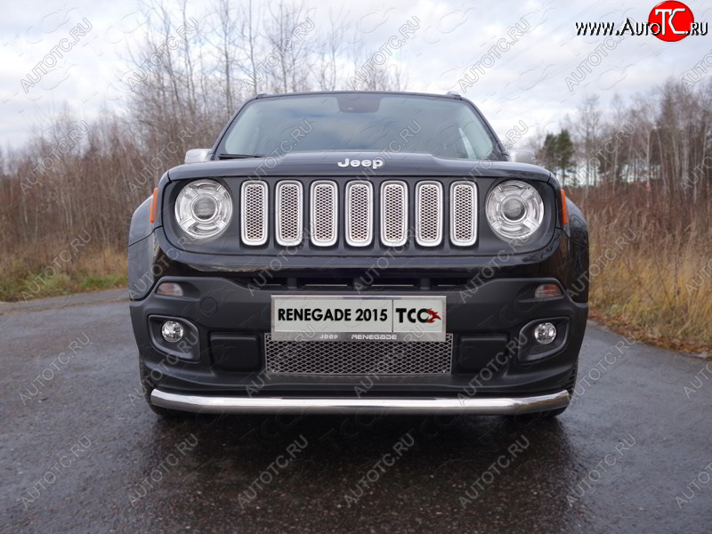 18 999 р. Защита переднего бампера нижняя d60,3 мм ТСС Тюнинг  Jeep Renegade (2014-2018) дорестайлинг (нержавейка)  с доставкой в г. Майкоп