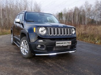 Защита переднего бампера нижняя с ДХО 60,3 мм ТСС Тюнинг Jeep Renegade (2014-2018) дорестайлинг (нержавейка)