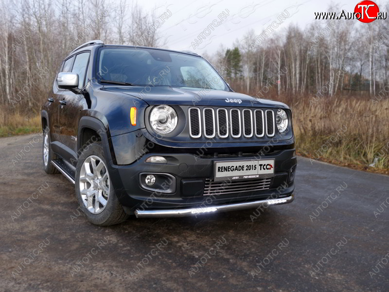 37 999 р. Защита переднего бампера нижняя с ДХО 60,3 мм ТСС Тюнинг  Jeep Renegade (2014-2018) дорестайлинг (нержавейка)  с доставкой в г. Майкоп