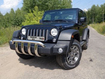 Защита переднего бампера кенгурин 60,3 мм ТСС Тюнинг Jeep Wrangler  JK (2006-2010) 3 дв. дорестайлинг (нержавейка)