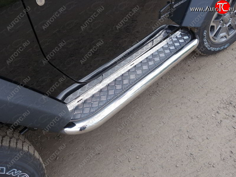 31 999 р. Пороги с площадкой 76,1 мм ТСС Тюнинг Jeep Wrangler JK 3 дв. дорестайлинг (2006-2010) (серые)  с доставкой в г. Майкоп
