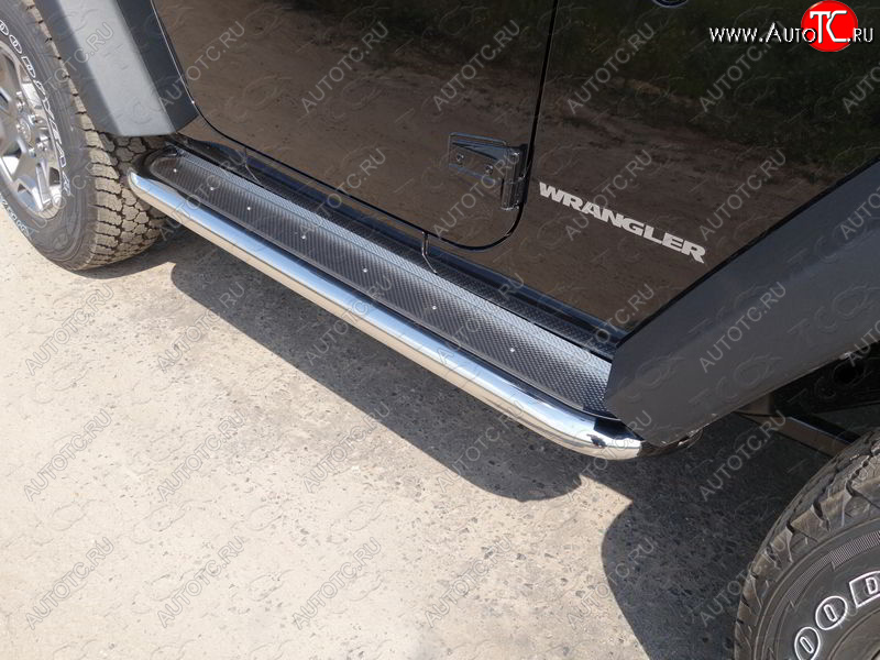 36 999 р. Пороги с площадкой 60,3 мм ТСС Тюнинг Jeep Wrangler JK 3 дв. дорестайлинг (2006-2010) (нержавейка)  с доставкой в г. Майкоп