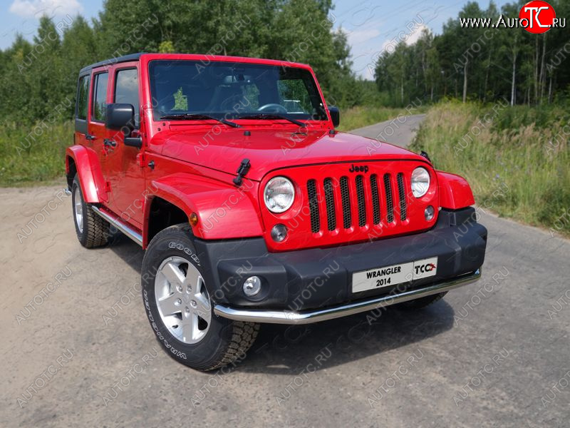 20 599 р. Защита переднего бампера нижняя 76,1 мм ТСС Тюнинг  Jeep Wrangler  JK (2006-2010) 3 дв. дорестайлинг (нержавейка)  с доставкой в г. Майкоп